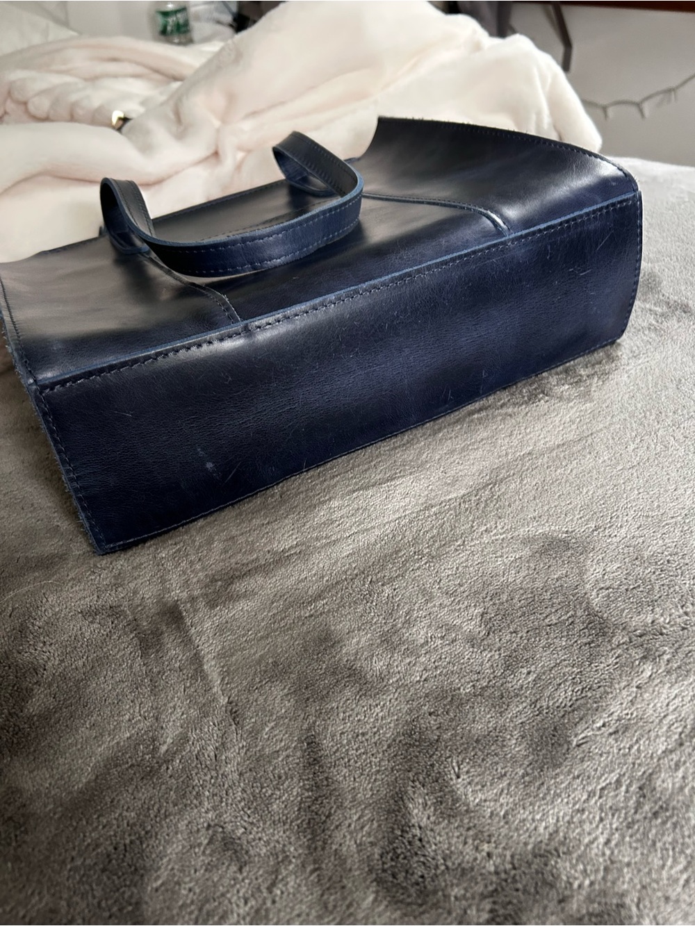 Portland Leather Goods Cowboy Blue Leather Tote - Picture 3 of 5